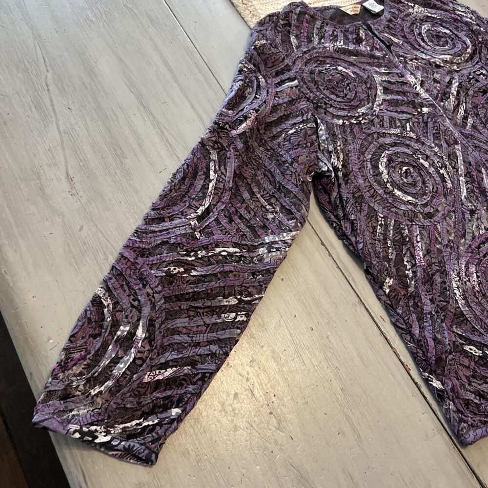 NWT Laura Ashley Purple Black Full Zip Circles Blazer Jacket Art To Wear Sz 2X - Picture 2 of 8